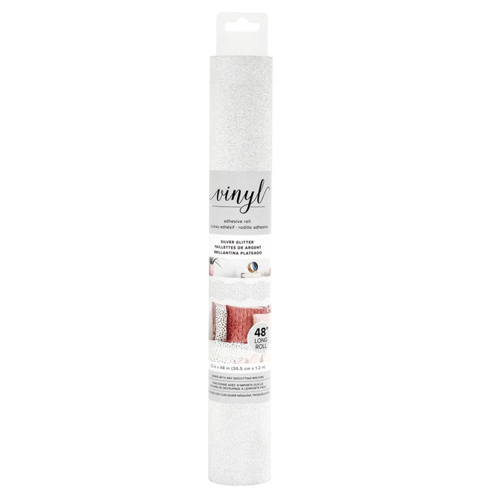 American Crafts - Adhesive Vinyl 12"X48" - Pow - Silver. Add wall art to any room with adhesive vinyl. Easy to use and mess- free. Works with any die-cutting machine (sold separately). Comes in a variety of color; sold separately. Available at Embellish Away located in Bowmanville Ontario Canada.