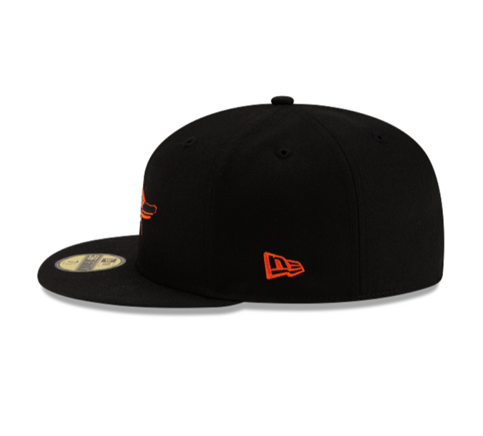 Baltimore Orioles All Black "Bird logo" 50Th Anniversary 59FIFTY Fitted