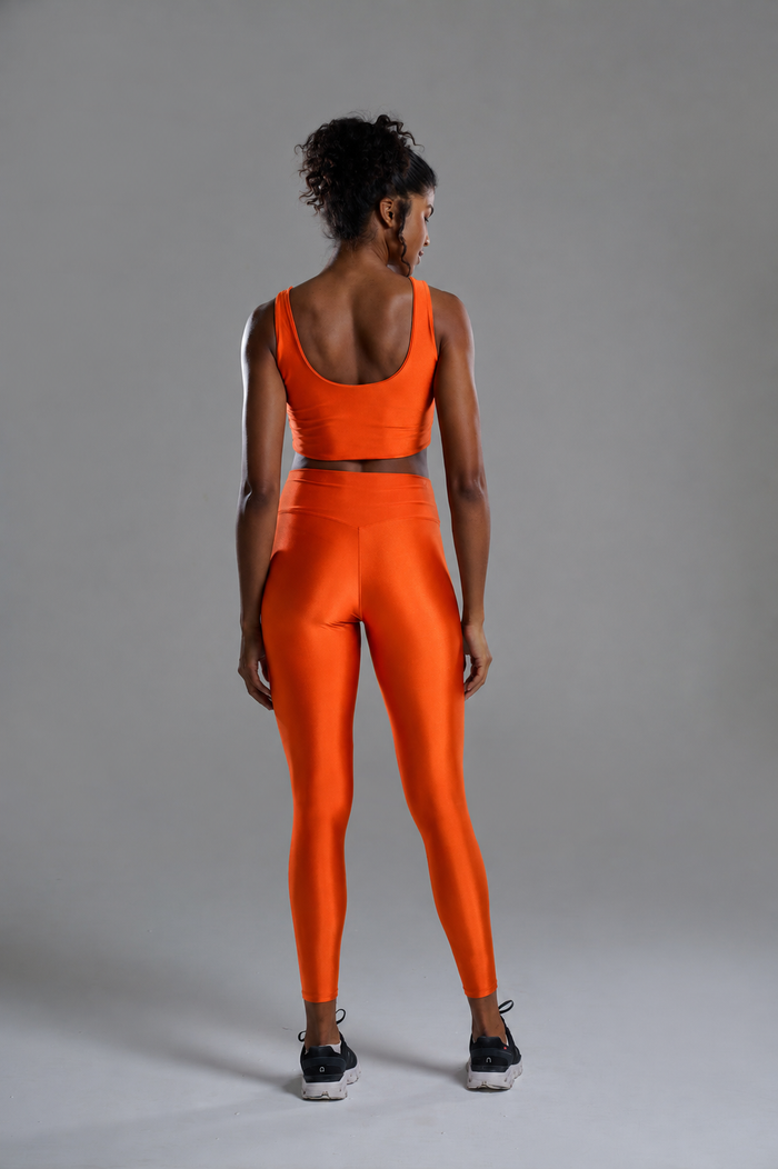 Calça Metalic Cós V Laranja