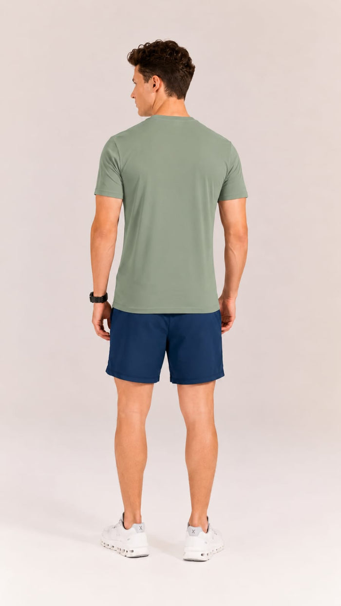Camiseta Masculina Crepe Verde Sálvia