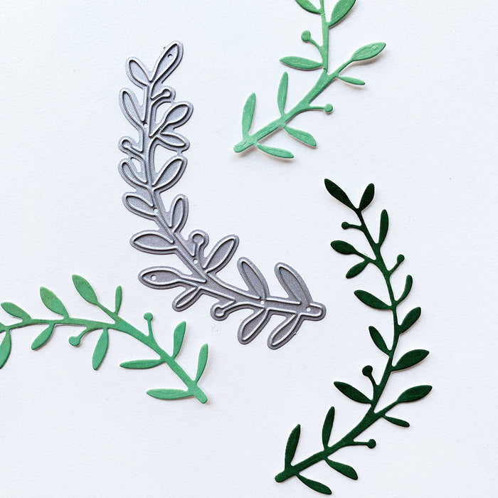 Catherine Pooler - Die - Sprig. Add a lovely, leafy sprig to your card project with our Sprig Die. Create to coordinate with the Wiser Stamp Set, this little branch die will work lovely as an addition to your next card. Available at Embellish Away located in Bowmanville Ontario Canada.