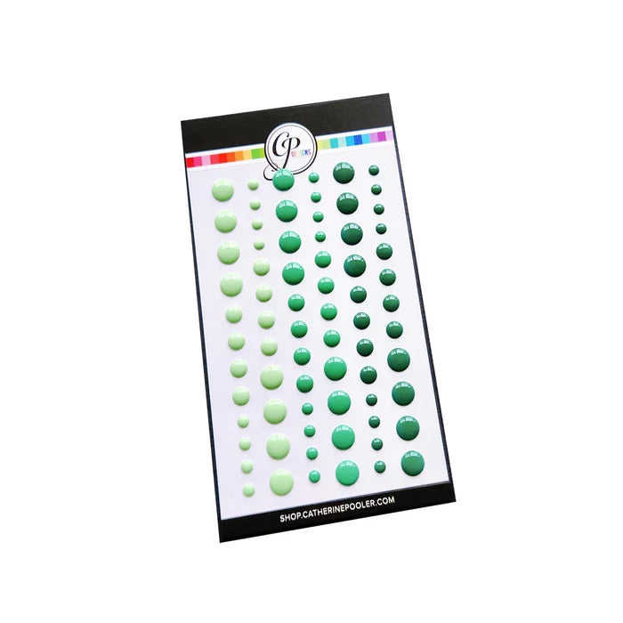 Catherine Pooler - Enamel Dots - Party Greens. Available at Embellish Away located in Bowmanville Ontario Canada.