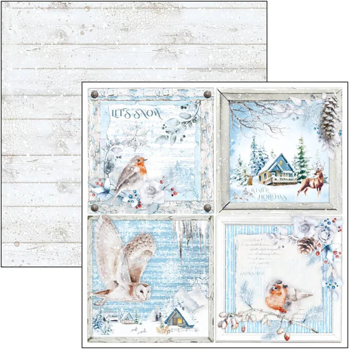 Ciao Bella - 8x8 Paper Pad - 12/Pkg - Winter Journey. With beautiful snowy images the Winter Journey collection has a cool color palette of ice blue and white perfect for your Winter projects and greeting cards. Available at Embellish Away located in Bowmanville Ontario Canada