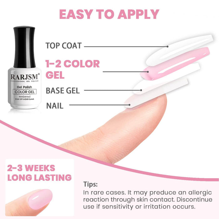 RARJSMClear Light Pink Nude Gel Nail Polish 15ml #750$8.99
