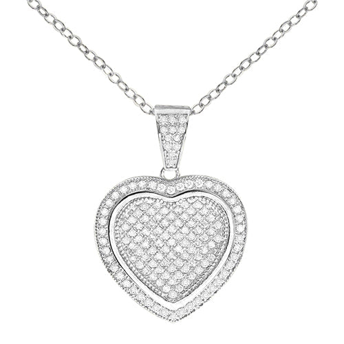 Cubic Zirconia Heart Pendant Necklace - ikatehouse