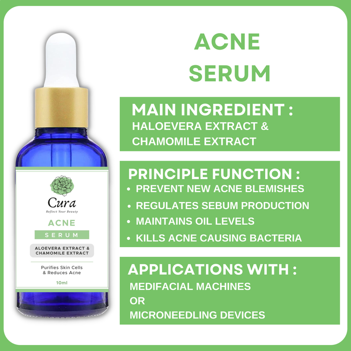 Cura Acne Serum 10ml - Natural Treatment for Acne Marks, Blemishes & Prone Skin - SD Cosmetics Care