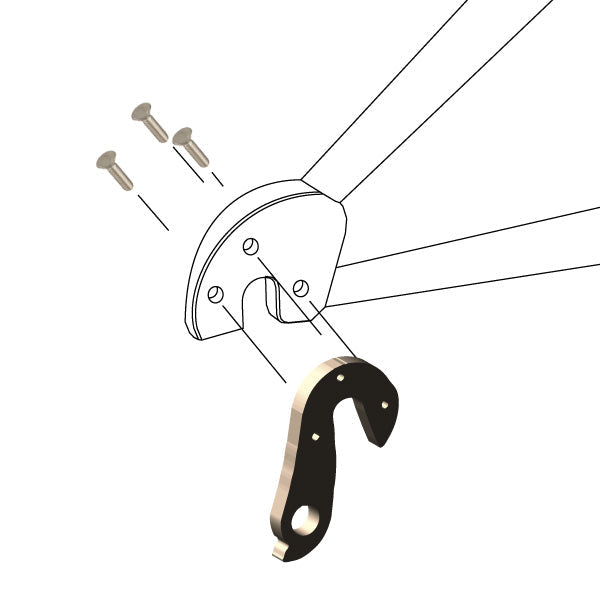 Hanger #191 attaches to the frame's rear dropout from the outside using three M3x10 screws.