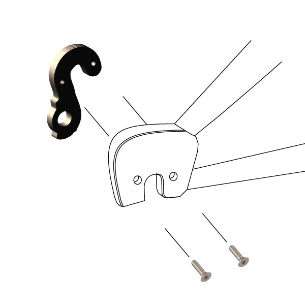 Hanger #194 attaches to the frame's rear dropout from the inside, or hub side, using two M3x8 screws.
