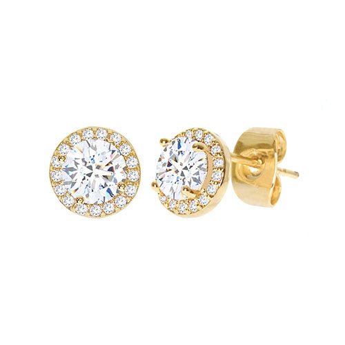 Diamond Look Cubic Zirconia Circle Earring Gold - ikatehouse