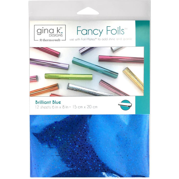 Gina K Designs - Fancy Foil 6"X8" - 12/Pkg - Brilliant Blue Holographic. Add vibrant color and brilliant shine to any project! This package contains 12 6x8 inch sheets of foil (all 12 sheets are identical). Made in USA. Available at Embellish Away located in Bowmanville Ontario Canada.