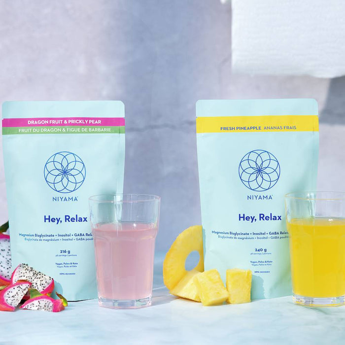 Niyama Wellness-Hey Relax! Magnesium Bisglycinate + Innositol + GABA Relaxation Powder - Pineapple-Wellness-04_PDP_NIYAMA_HEYRELAXDRAGONFRUIT_PINEAPPLE-The Detox Market |