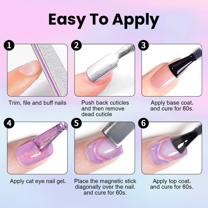Lavender Dream Rainbow Glitter Cat Eye Gel Polish D376 15ml - TPO & HEMA Free
