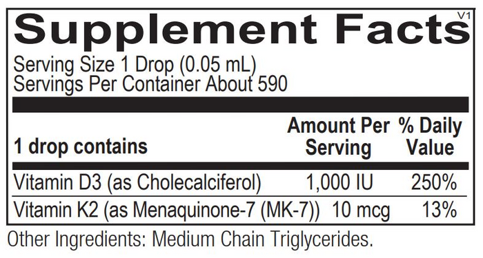 Liquid Vitamin D3 with K2 by Ortho Molecular