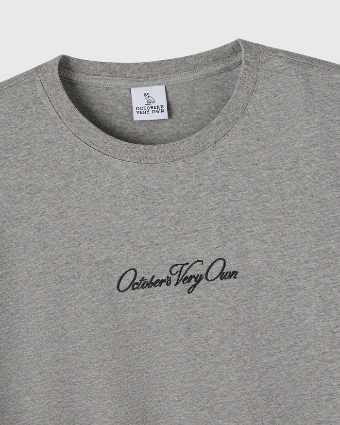 Luxe Jersey Script Tee - Heather Grey