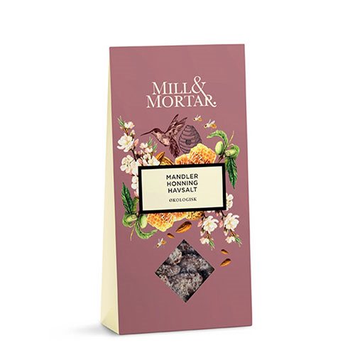 Mill & Mortar - økologiske mandler m. Honning Havsalt - 100 g.