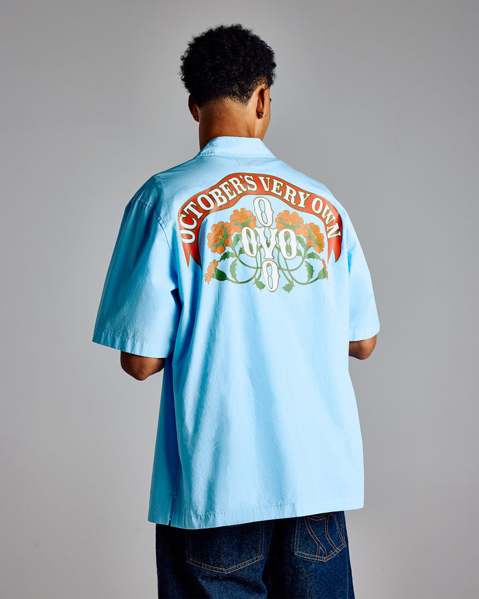 Pom Pom Banner Camp Shirt - Navy