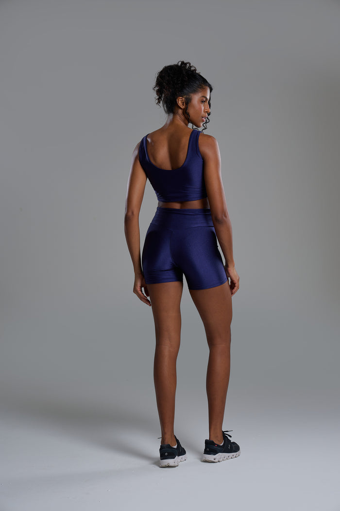 Short Metalic Azul Marinho