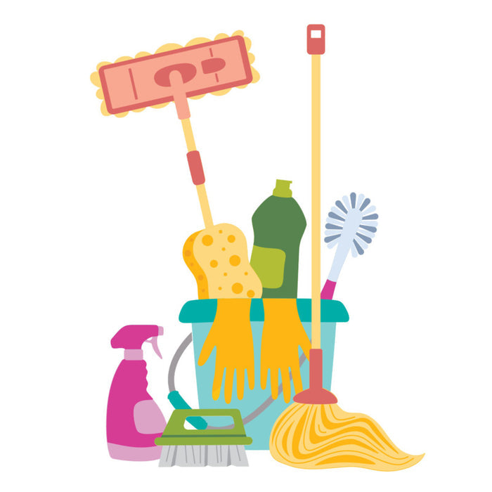 Spellbinders - Die - Squeaky Clean. Mop, Sponge, gloves and bucket. Available at Embellish Away in Bowmanville Ontario Canada.