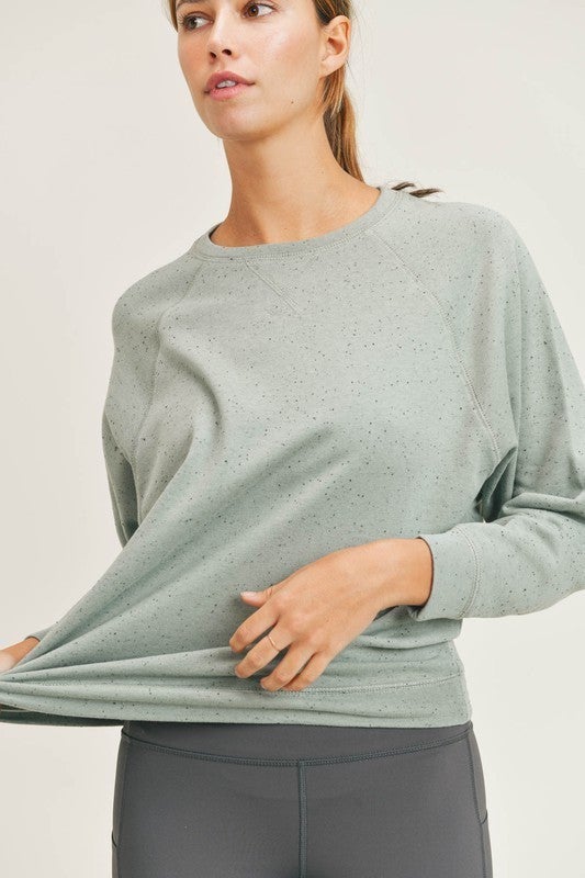 Sprinkle Tapered Raglan Long Sleeve Top in Sage