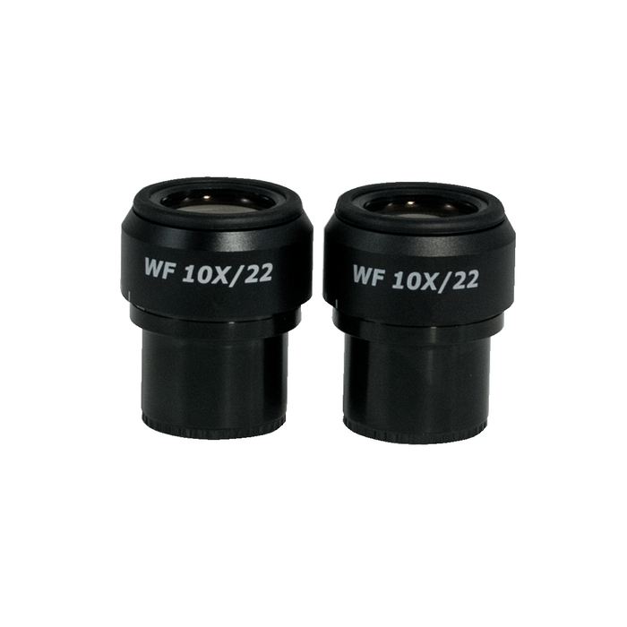 WF 10X Widefield Focusable Microscope Eyepieces, High Eyepoint, 30mm, FOV 22mm, Adjustable Diopter (Pair), SKU SZ17013221, three quarter front view