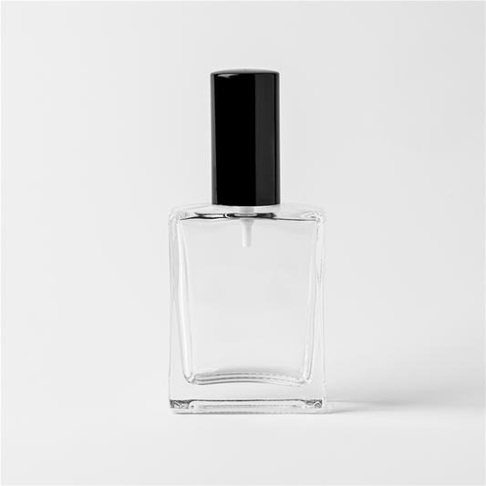 1.69 oz Clear Glass Perfume Bottle with Black Spray Top