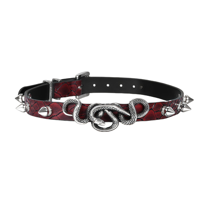 1STXULIE Hunting Collection Niche Snake Leather Gothic Choker Necklace T4496