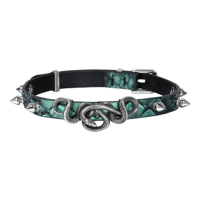 1STXULIE Hunting Collection Niche Snake Leather Gothic Choker Necklace T4496