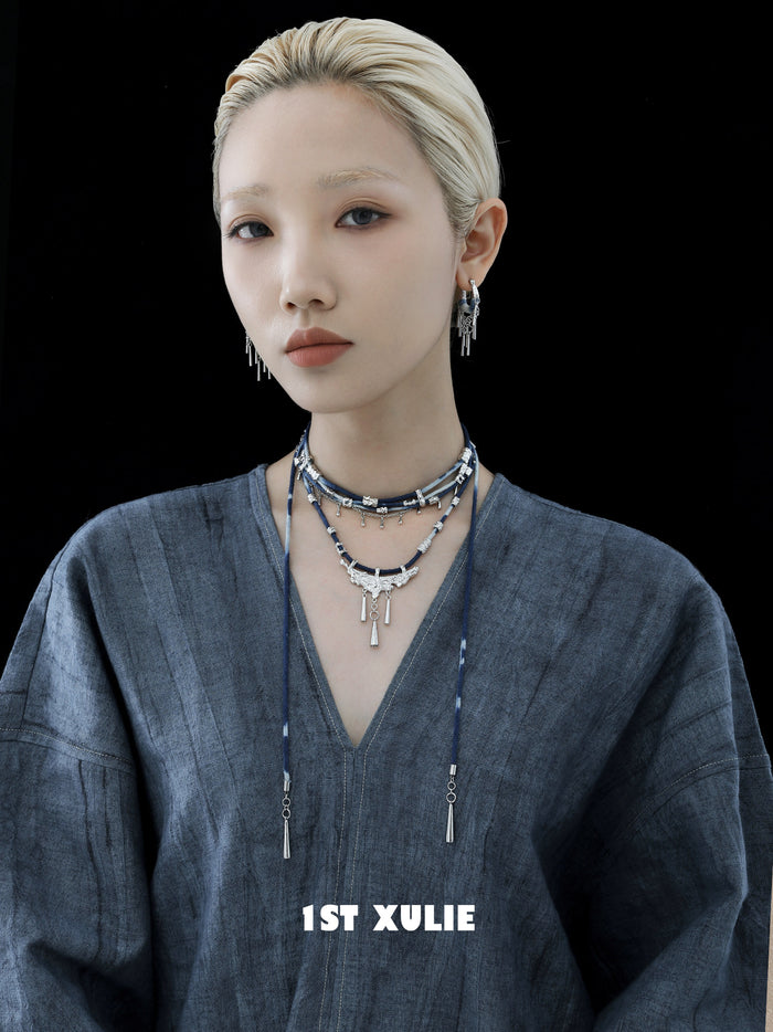 1STXULIE Superior Miao-style Braided Cord Necklace T5829