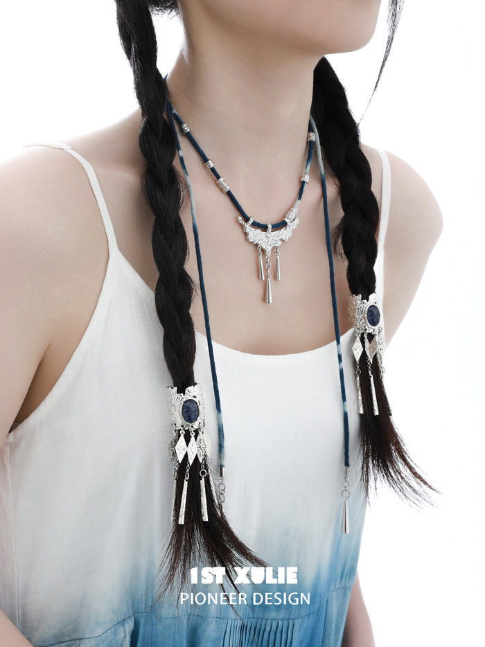 1STXULIE Superior Miao-style Braided Cord Necklace T5829