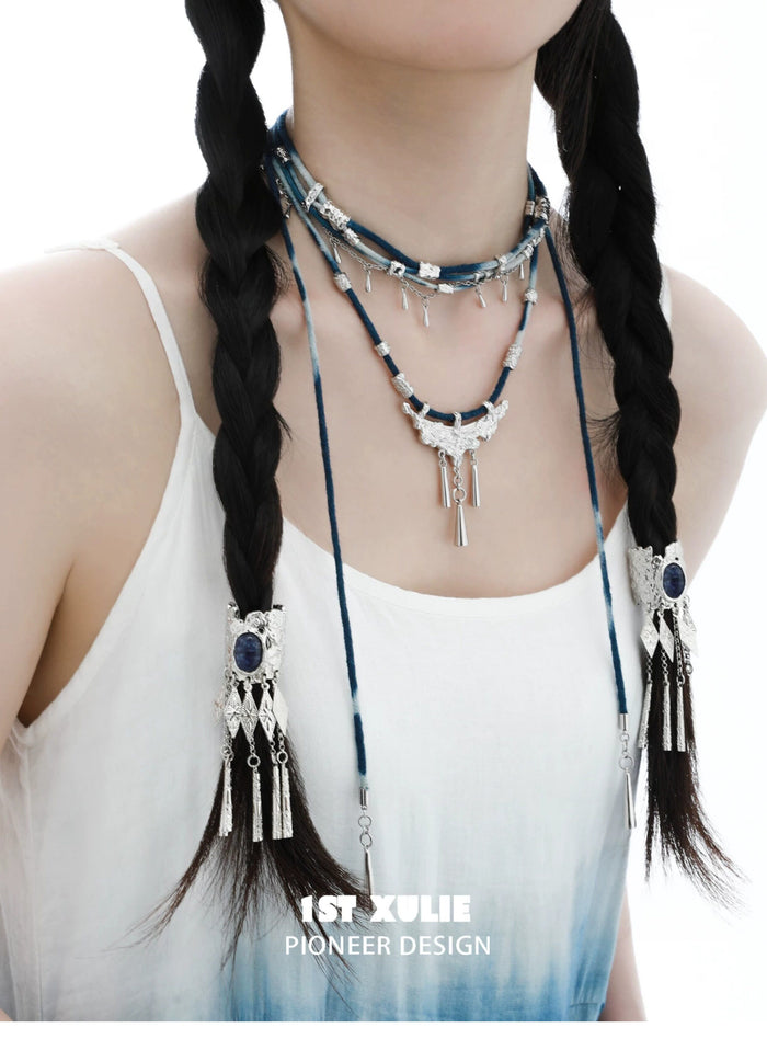 1STXULIE Superior Miao-style Braided Cord Necklace T5829