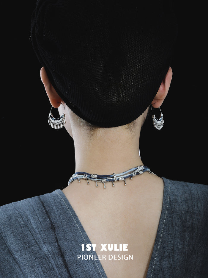 1STXULIE Superior Miao-style Niche Tassel Earrings T5822