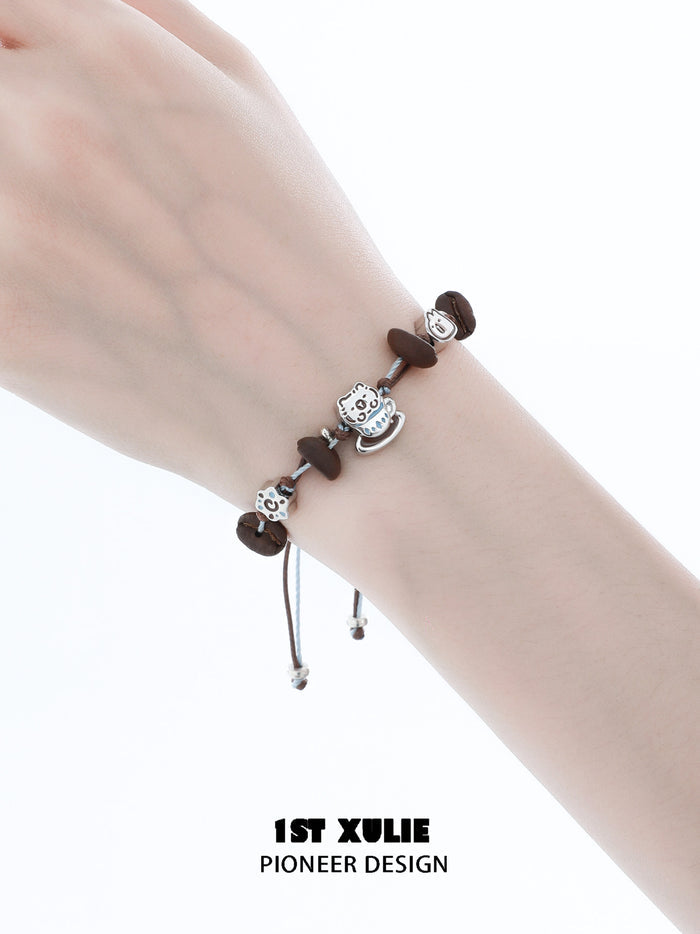 1STXULIE Superior Niche Capybara Braided Cord Bracelet T5842