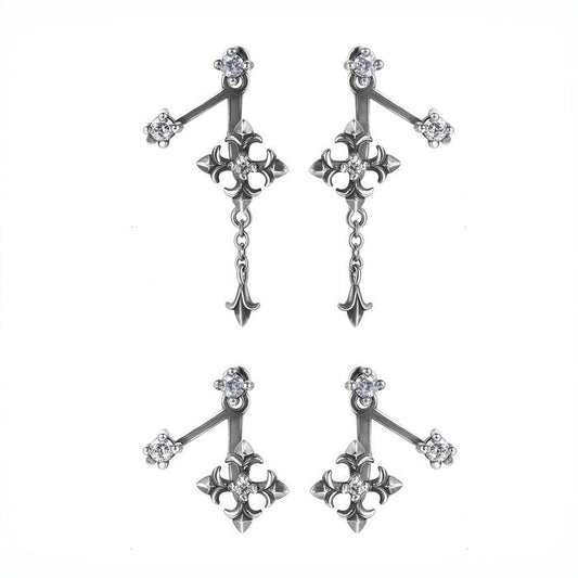 1STXULIE Superior Niche Iris Collection Retro Cross Stud Earrings T5889