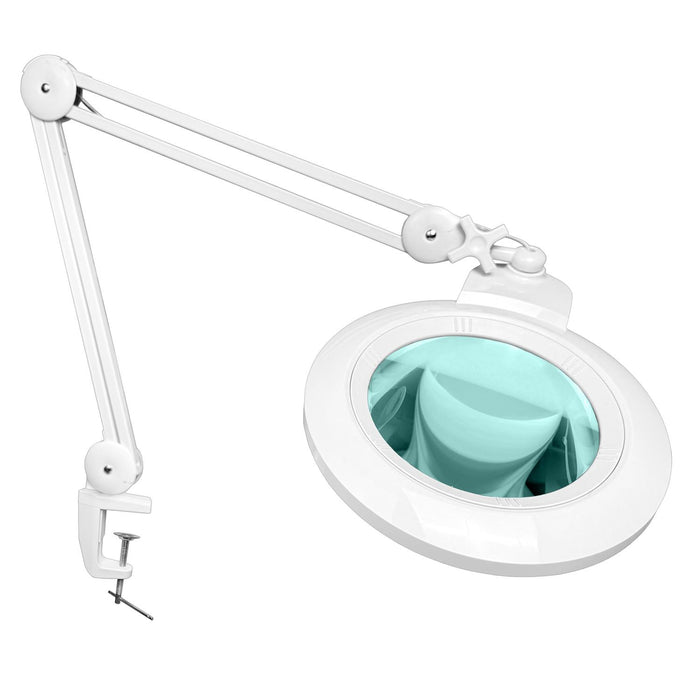 3 Diopter (1.75X) LED Magnifying Lamp with Clamp - 7-inch Glass Lens (Removable), SKU MG16304311, three quarter front view