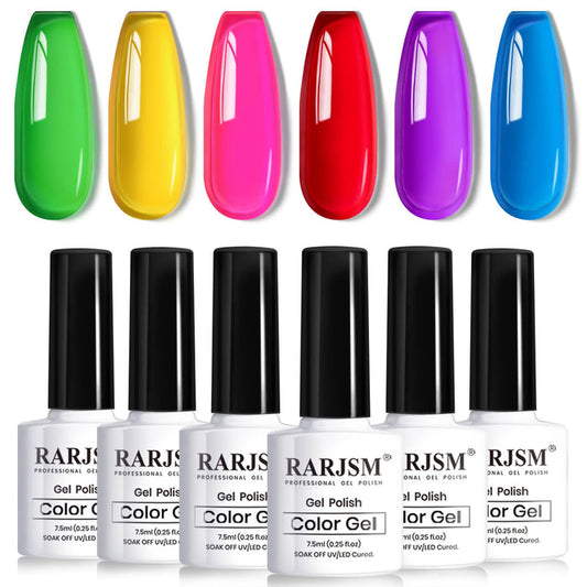 6 Colors  Neon Jelly Gel Nail Polish Set 7.5ml