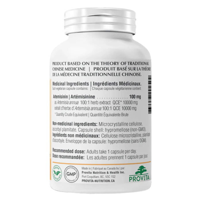 Bottle Back of Provita Artemisinin Forte