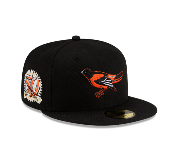 Baltimore Orioles All Black "Bird logo" 50Th Anniversary 59FIFTY Fitted