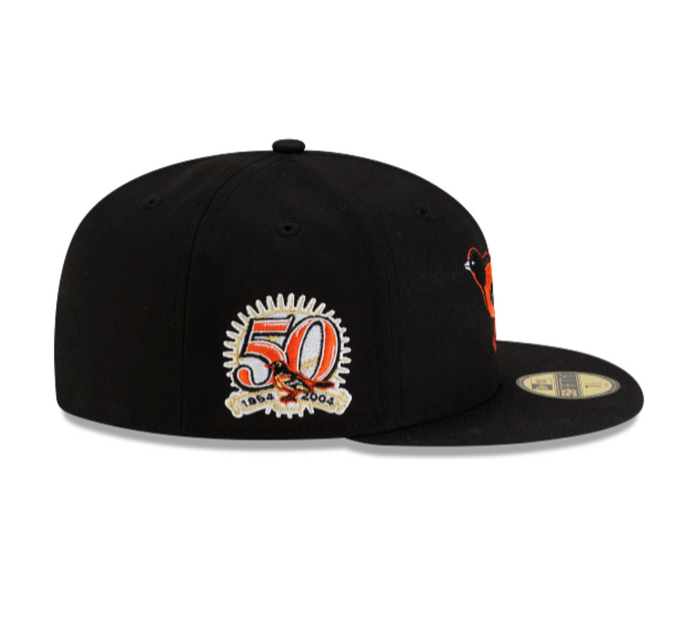 Baltimore Orioles All Black "Bird logo" 50Th Anniversary 59FIFTY Fitted