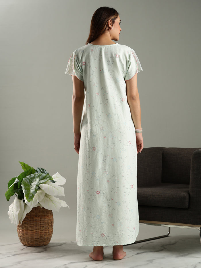 Mint Green Branded Night Dress Cotton for Ladies