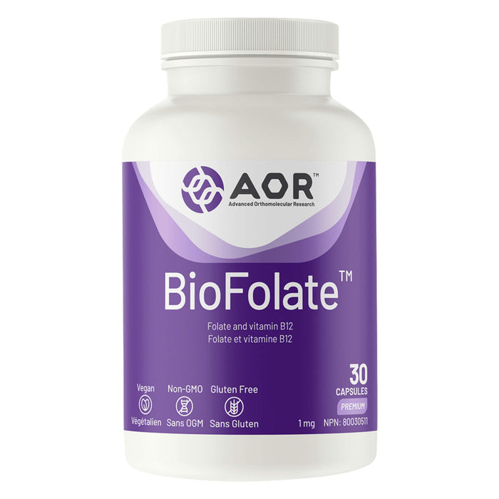 Bottle of AOR BioFolate™ 30 Capsules