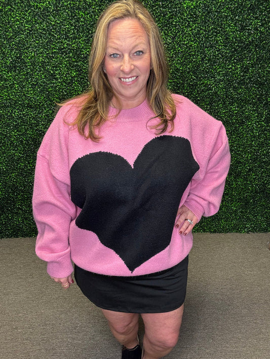 Black Heart Sweater-White Birch