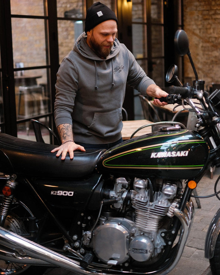 BSMC Moto Co Overhead Motorcycle Hoodie - Washed Grey