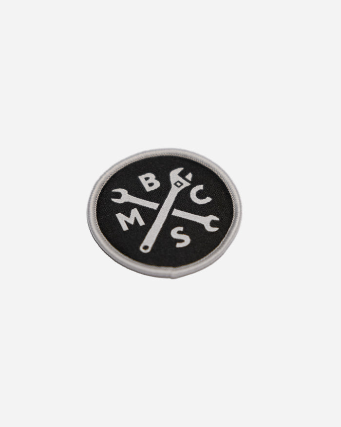 BSMC Spanners Patch - Black/Silver studio image side on