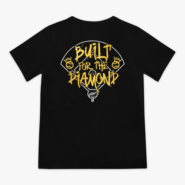 Black Built For The Diamond youth graphic tee — back view
