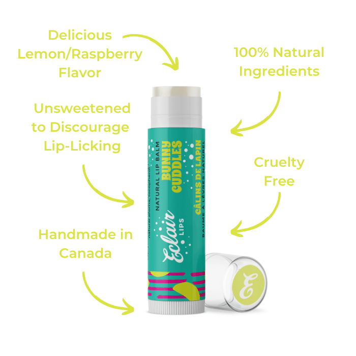 Eclair Lips Bunny Cuddles lip balm with lemon raspberry flavor & natural...