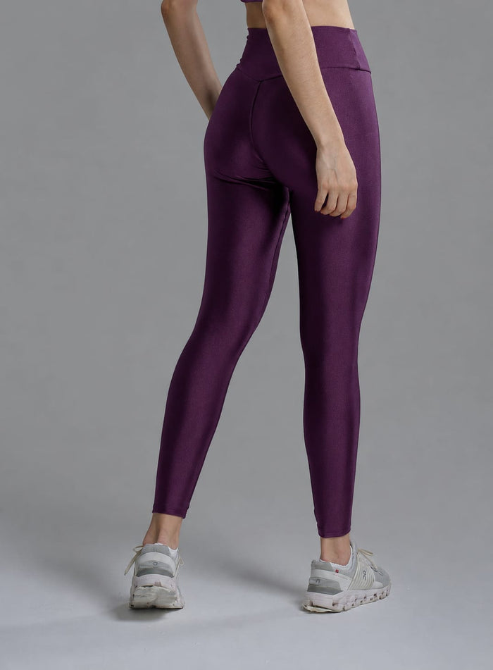 Calça Legging Metalic Cós Roxa