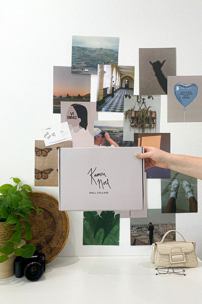 photo wall collage kit with prints and graphic designs