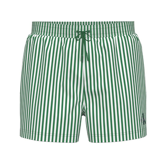 Calvin Klein Monogram Short Drawstring Swim Shorts Penny Stripe/Mardi Gras Green