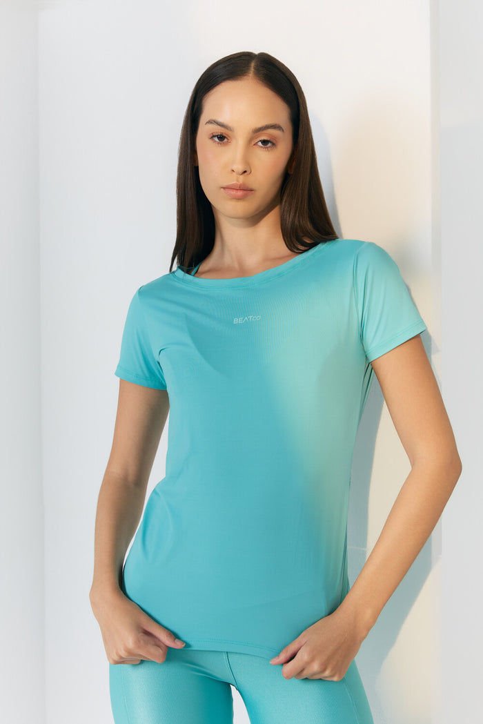 Camiseta Feminina Sun Verde Piscina