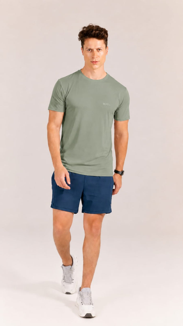 Camiseta Masculina Crepe Verde Sálvia